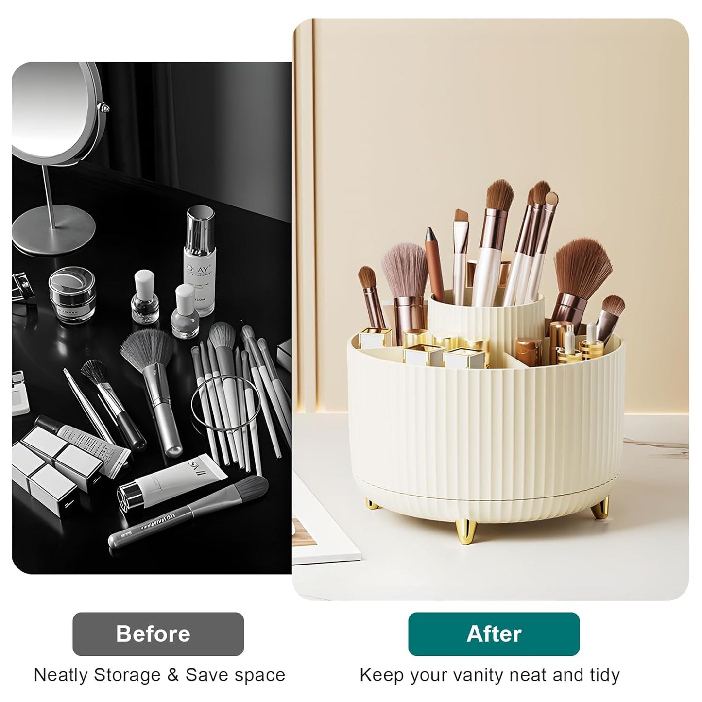 Make up brush storage bin